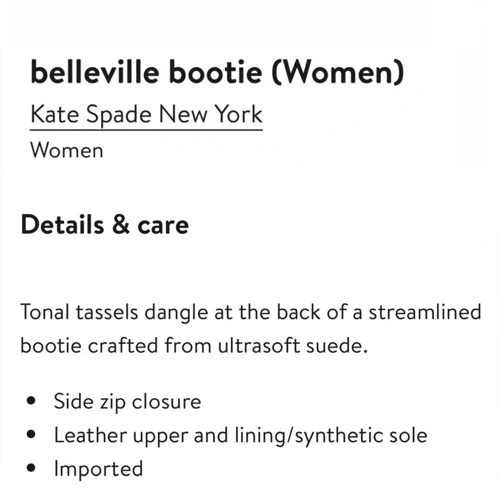 Kate Spade Belleville Too Suede Ankle Boots Booties w Tassel Women’s 6.5 Black